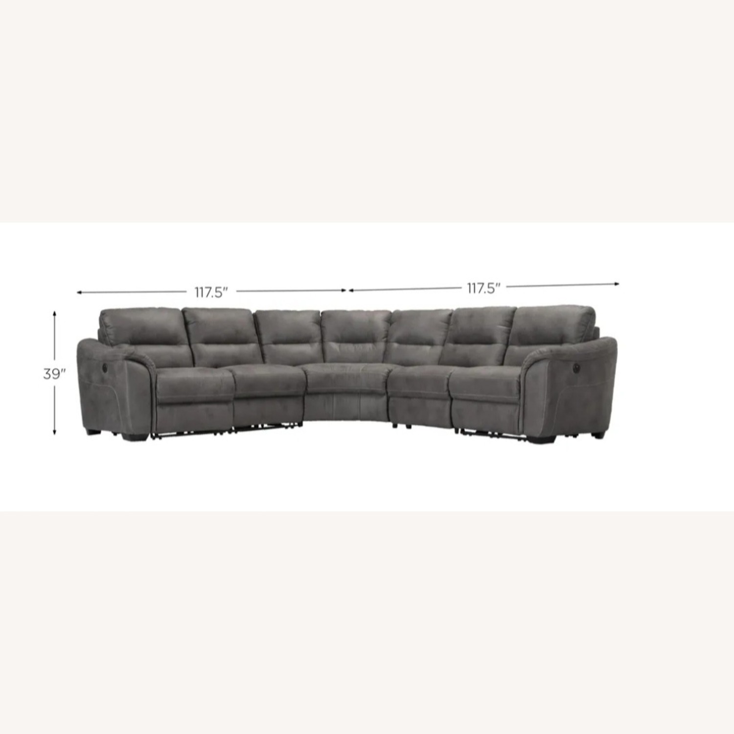 Rockland Dark Gray Microsuede 5 Piece Sectional Recliner - image-1