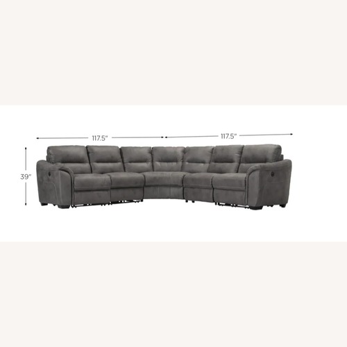 Used Rockland Dark Gray Microsuede 5 Piece Sectional Recliner for sale on AptDeco