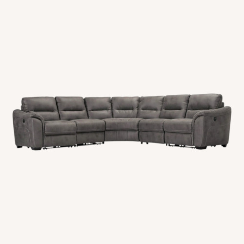 Used Rockland Dark Gray Microsuede 5 Piece Sectional Recliner for sale on AptDeco