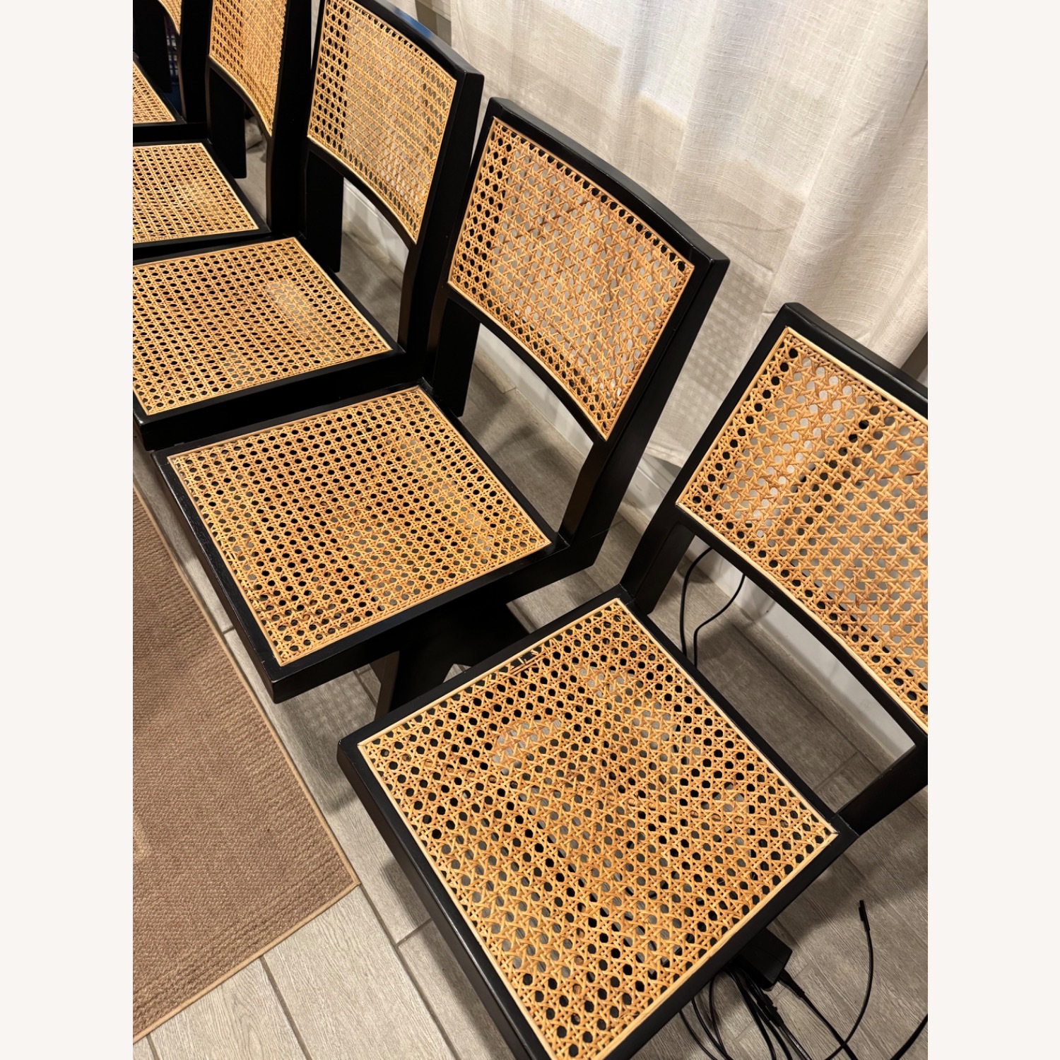 France and Son Black Rattan Dining Chairs - image-4