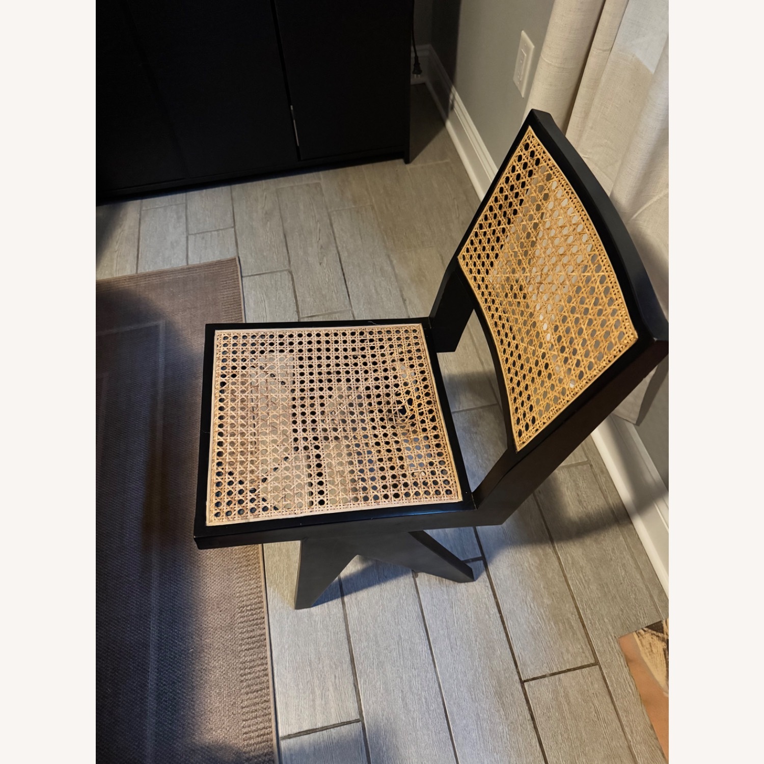 France and Son Black Rattan Dining Chairs - image-2