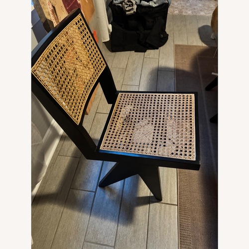 Used France and Son Black Rattan Dining Chairs for sale on AptDeco