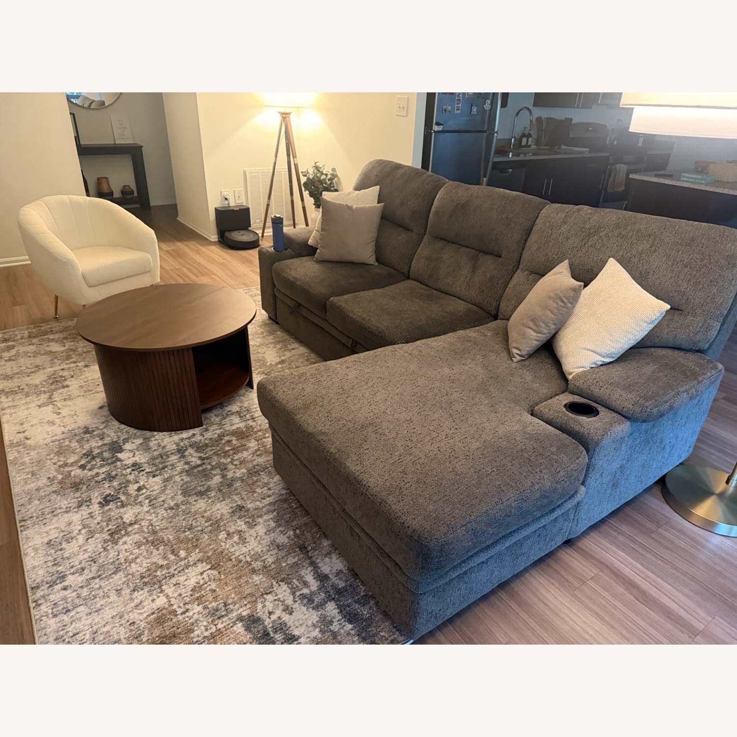 Light Gray Fabric 2 Piece Sectional - image-2