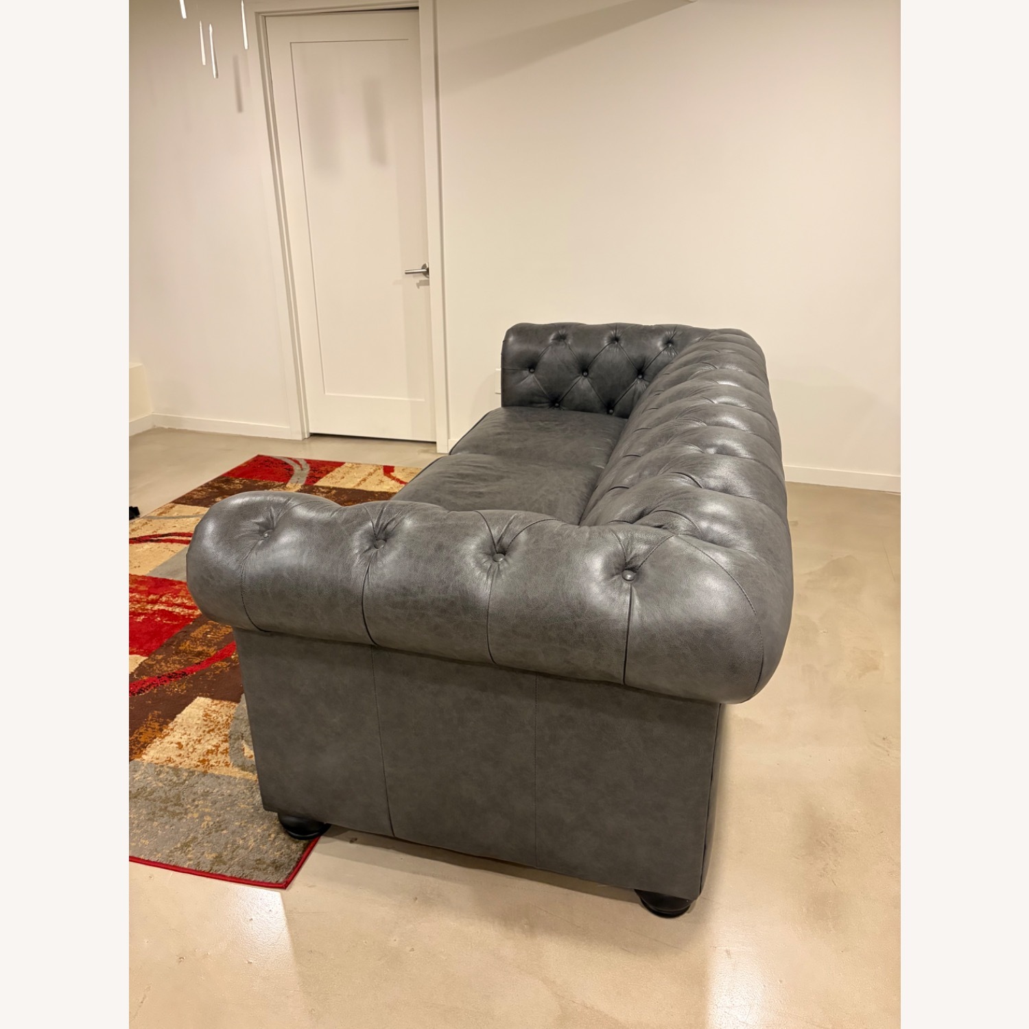 Raymour & Flanigan Hutchinson Dark Gray Chesterfield Sofa - image-2