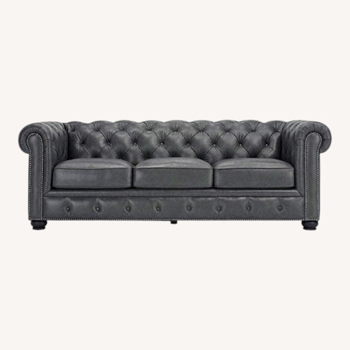 Used Raymour & Flanigan Hutchinson Dark Gray Chesterfield Sofa for sale on AptDeco