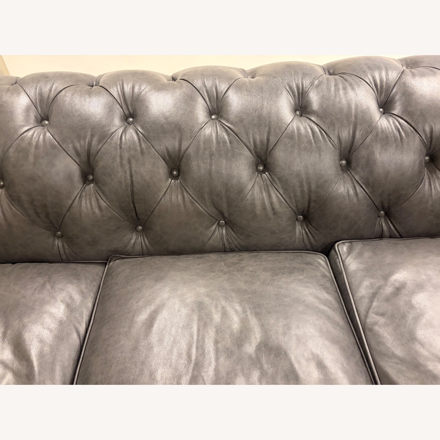 Raymour & Flanigan Hutchinson Dark Gray Chesterfield Sofa - image-7