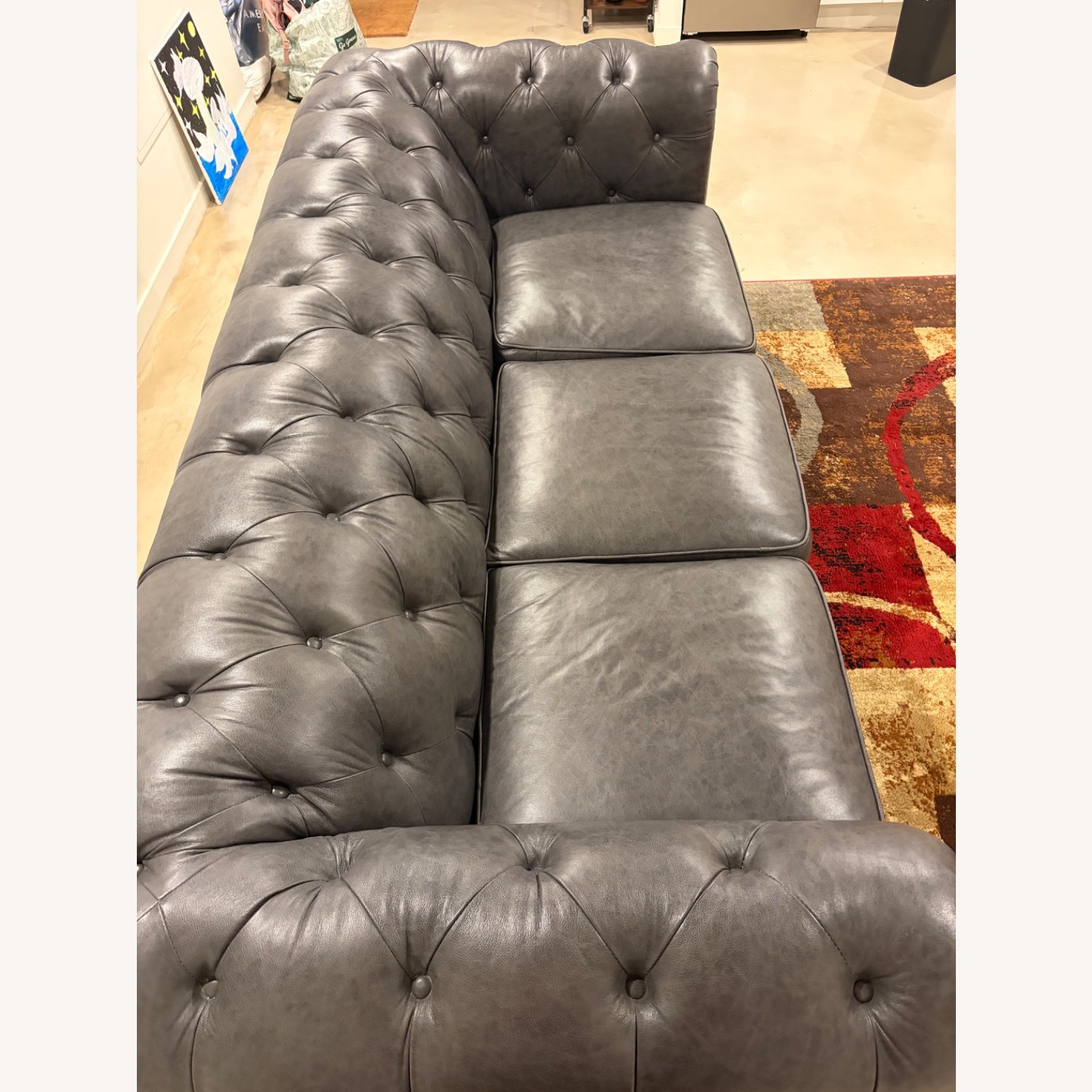 Raymour & Flanigan Hutchinson Dark Gray Chesterfield Sofa - image-4
