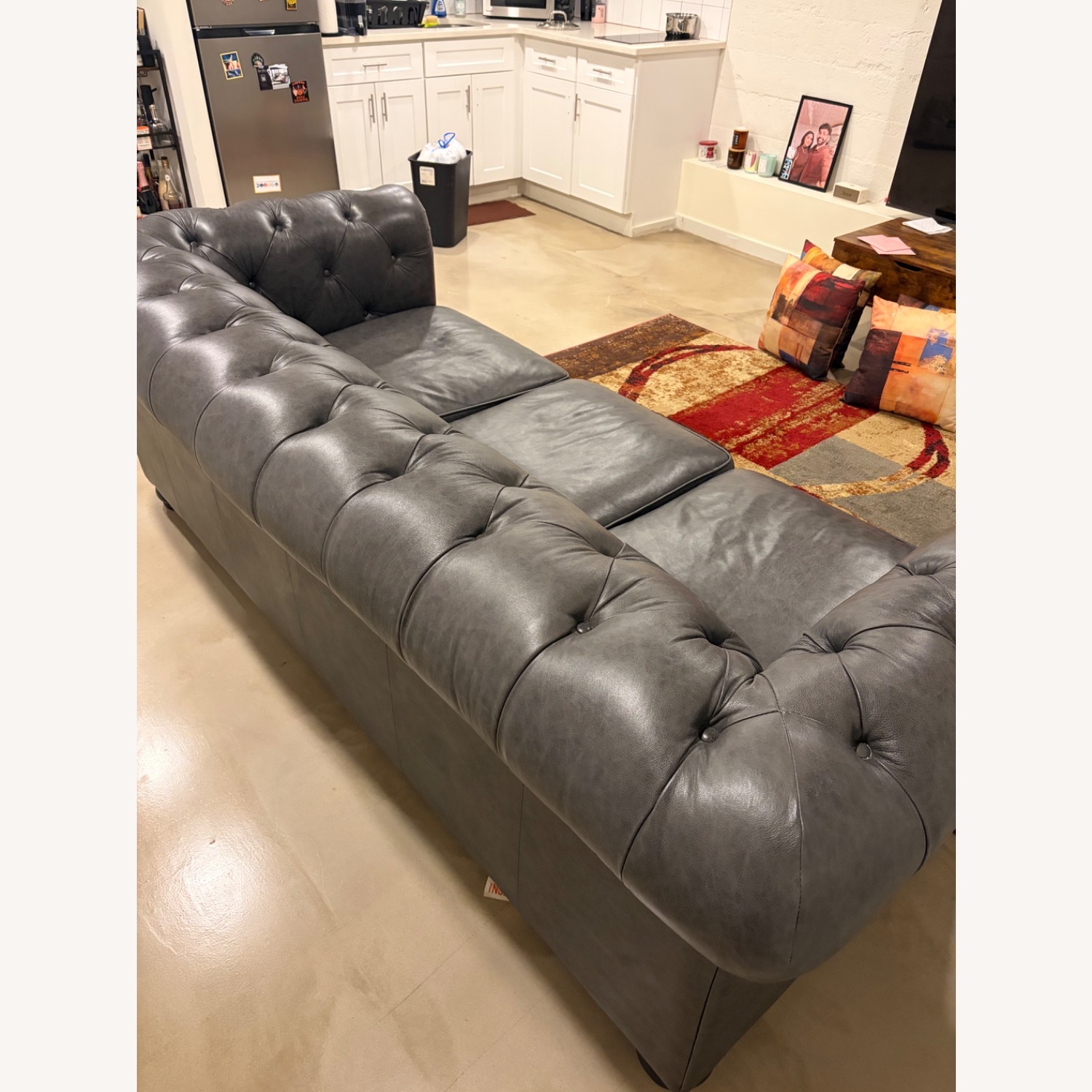 Raymour & Flanigan Hutchinson Dark Gray Chesterfield Sofa - image-5