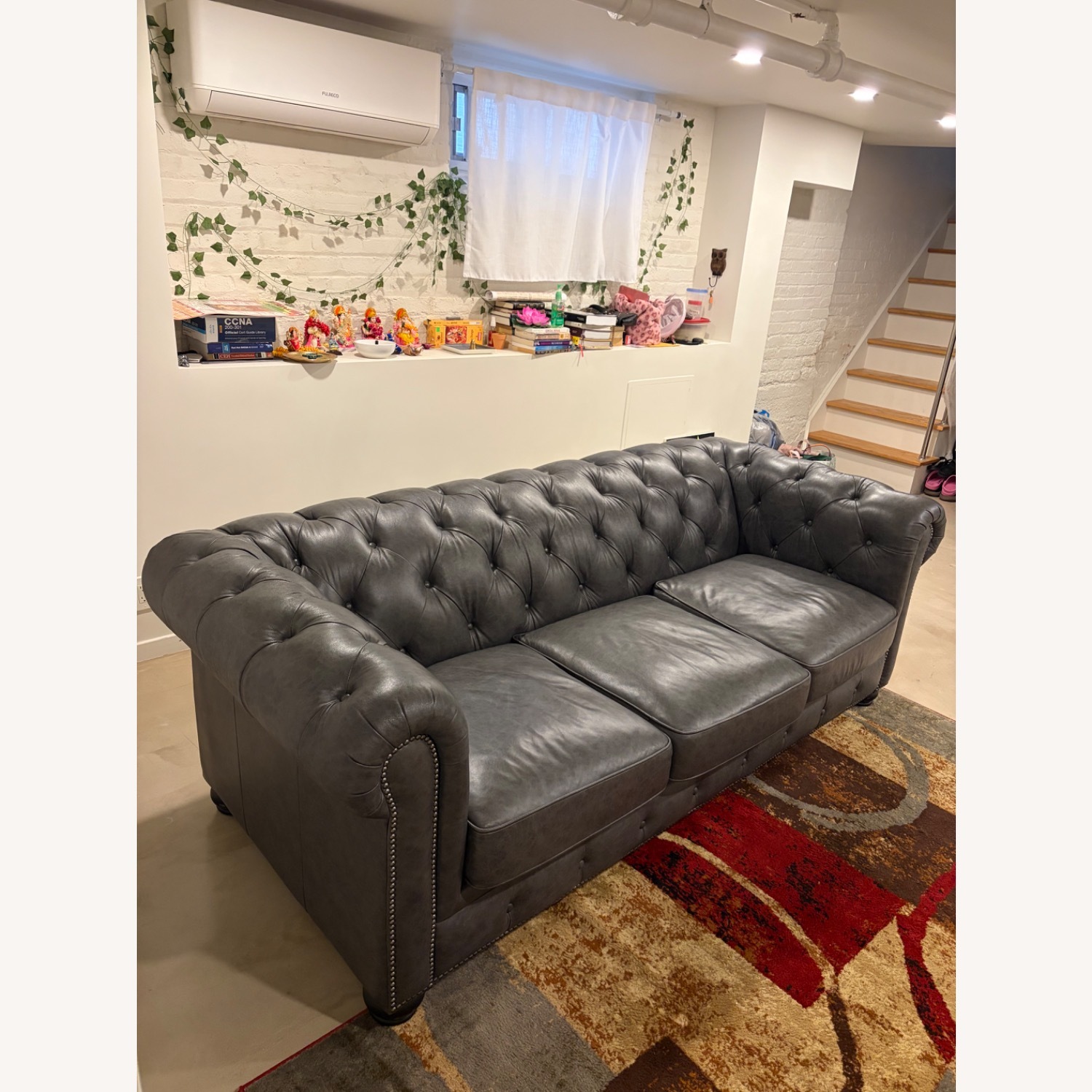 Raymour & Flanigan Hutchinson Dark Gray Chesterfield Sofa - image-3