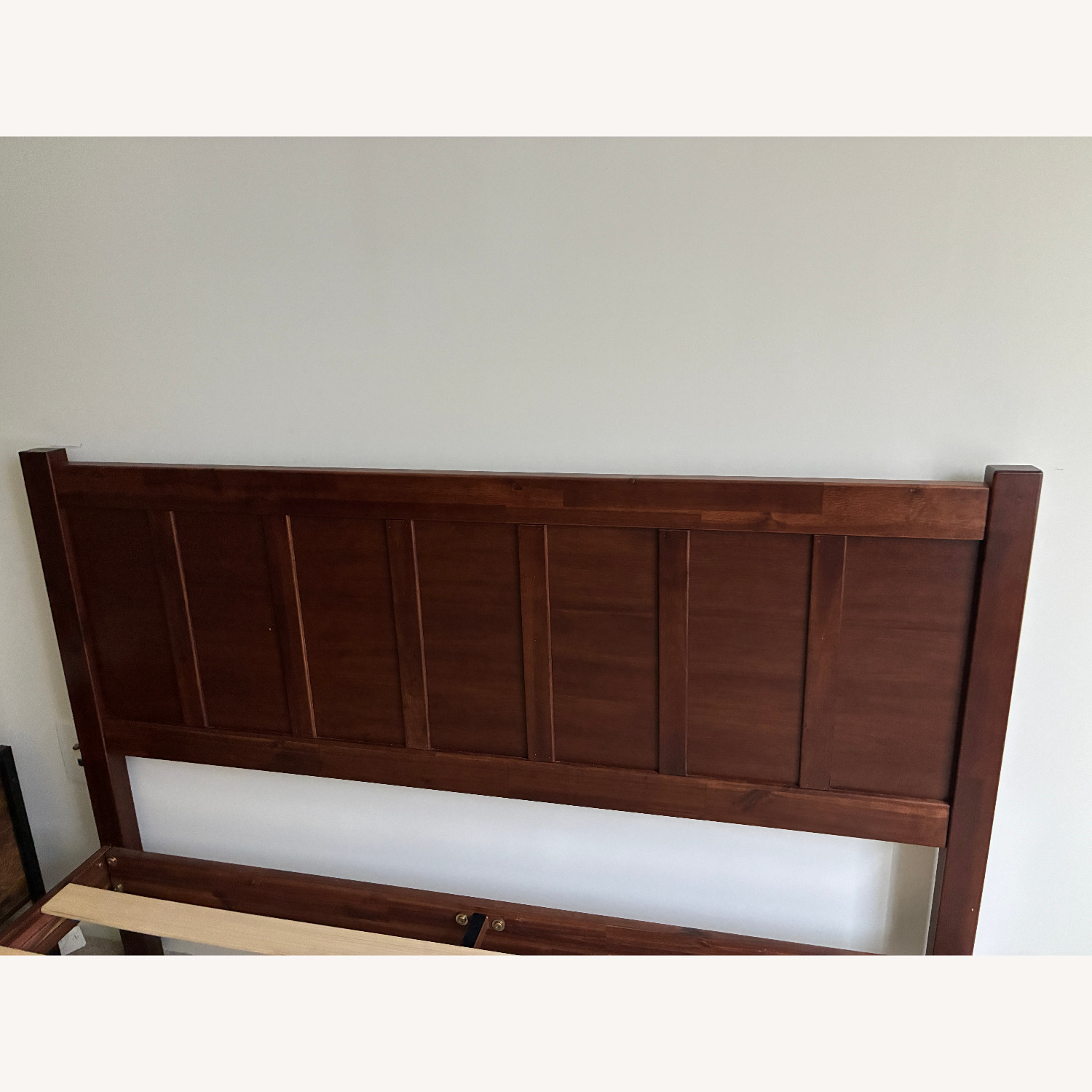 Rich Dark Wood Platform Bed Frame with Headboard - image-4