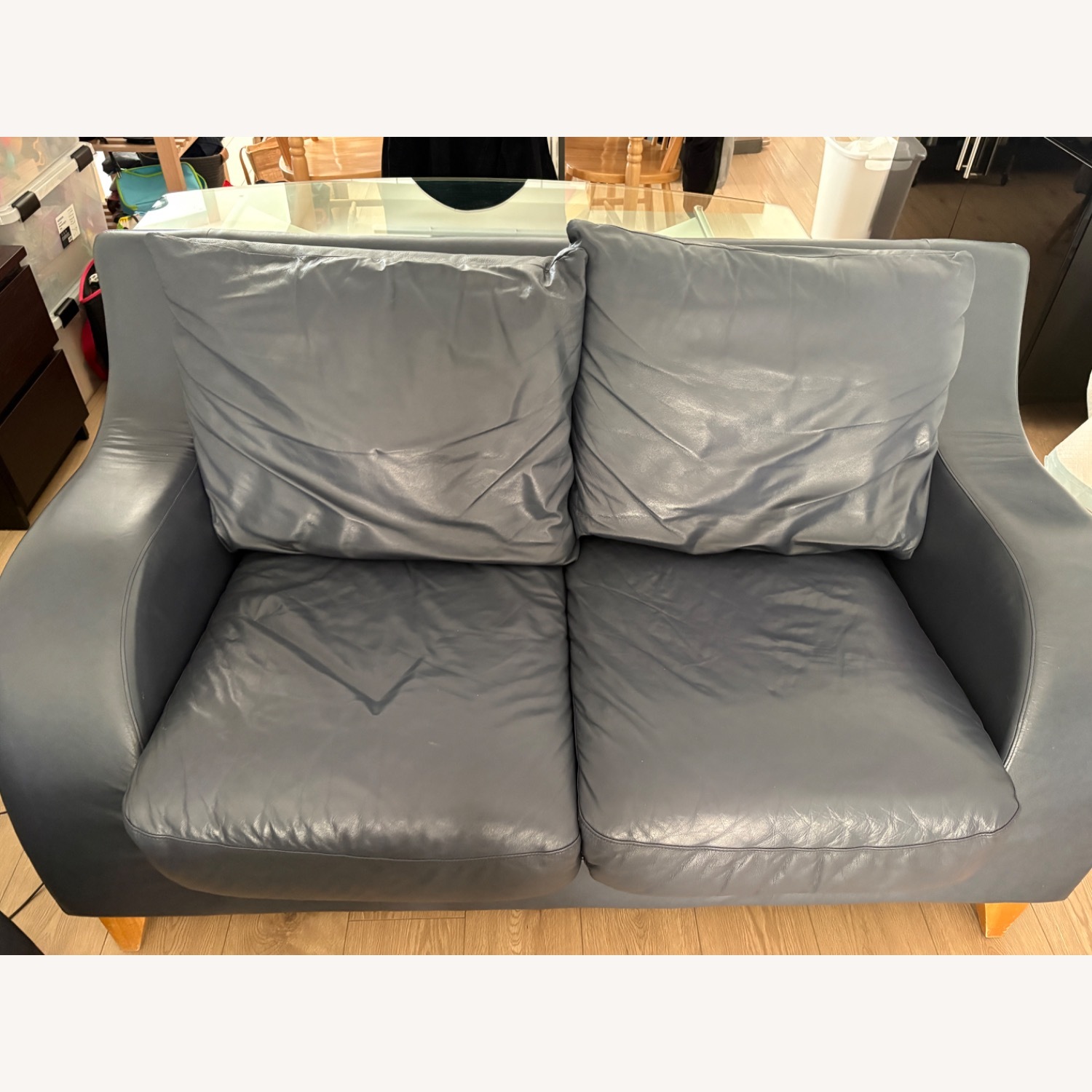 American Leather Blue Loveseat - image-1