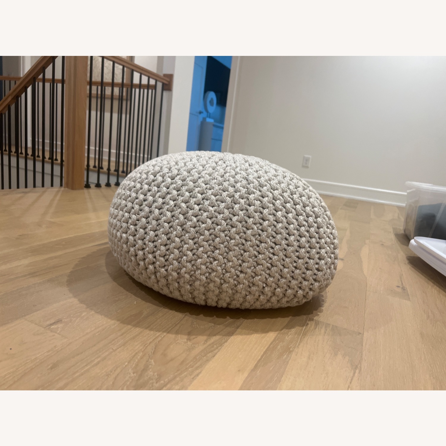 Restoration Hardware Light Gray Ottoman - image-2