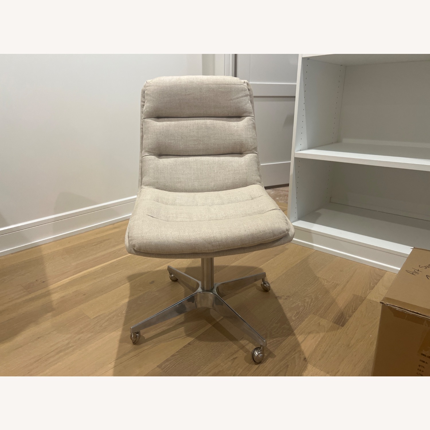 Restoration Hardware Natural Linen Office Chair - image-2