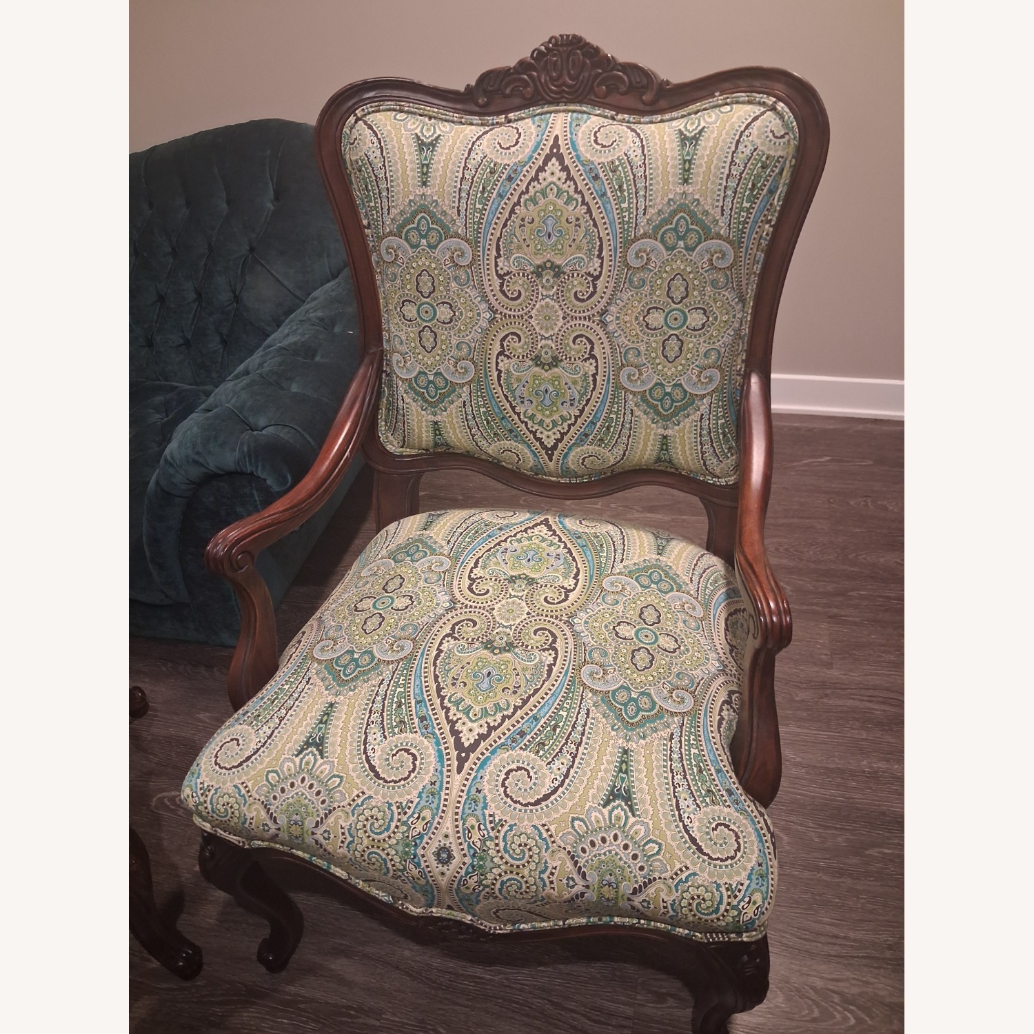 Antique 19thC Victorian Mahogany Armchair - Tufted - image-4