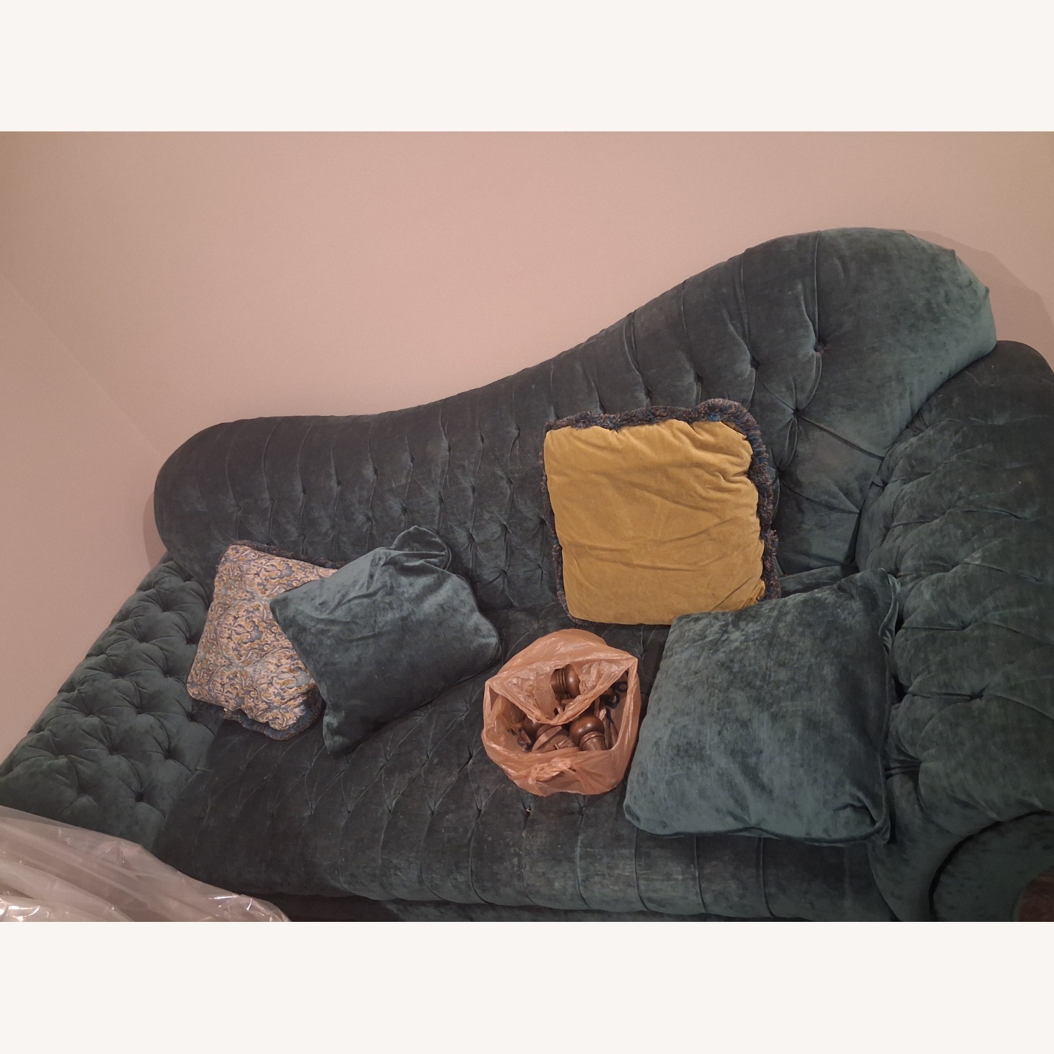 Arhaus Club 96' Green Velvet Sleeper Sofa - image-2