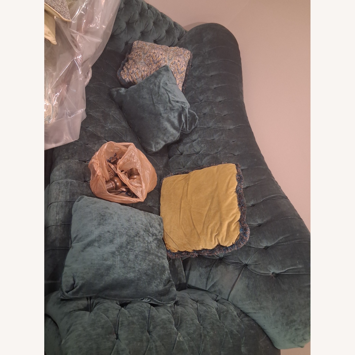 Arhaus Club 96' Green Velvet Sleeper Sofa - image-5