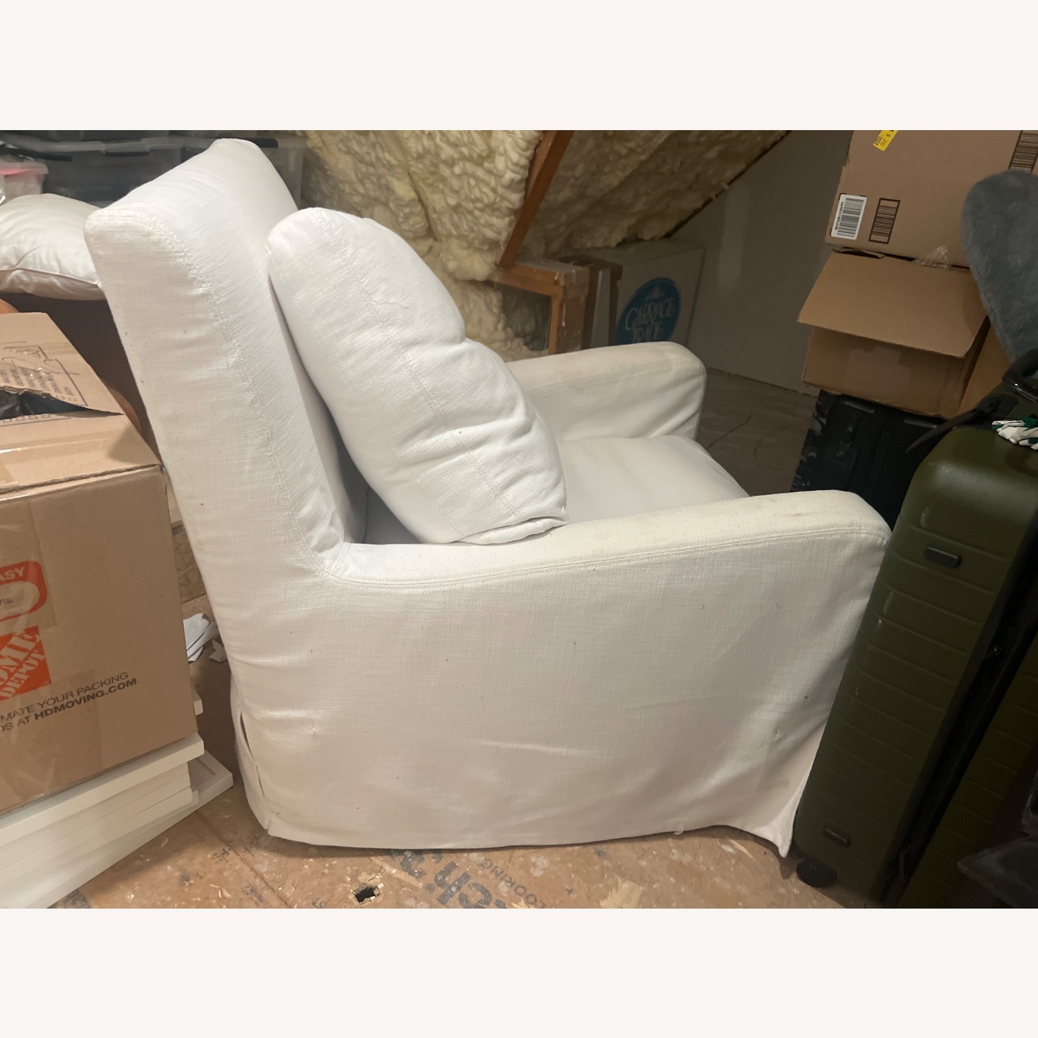 Restoration Hardware White Fabric Nursing Chair - image-3