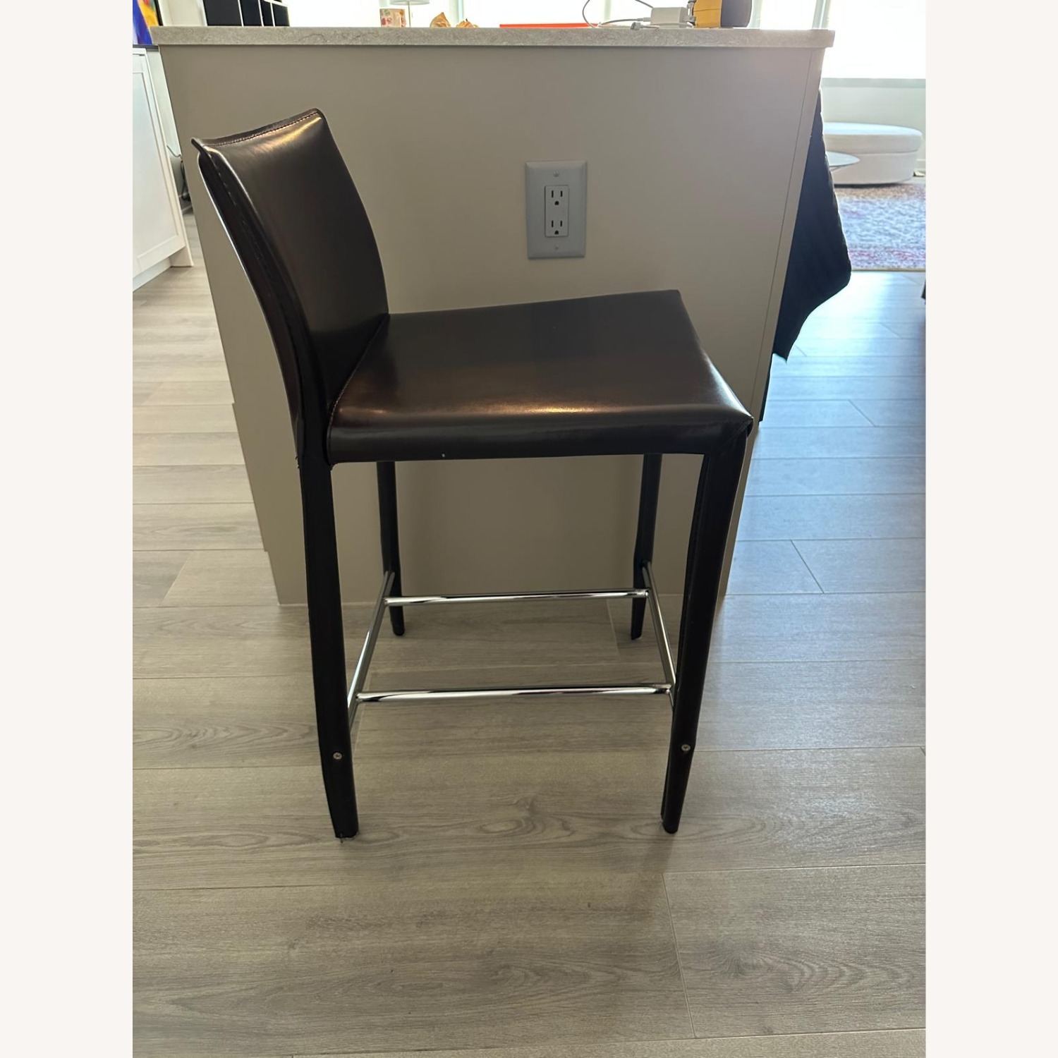 CB2 Dark Brown Leather Bar/Counter stools  - image-1