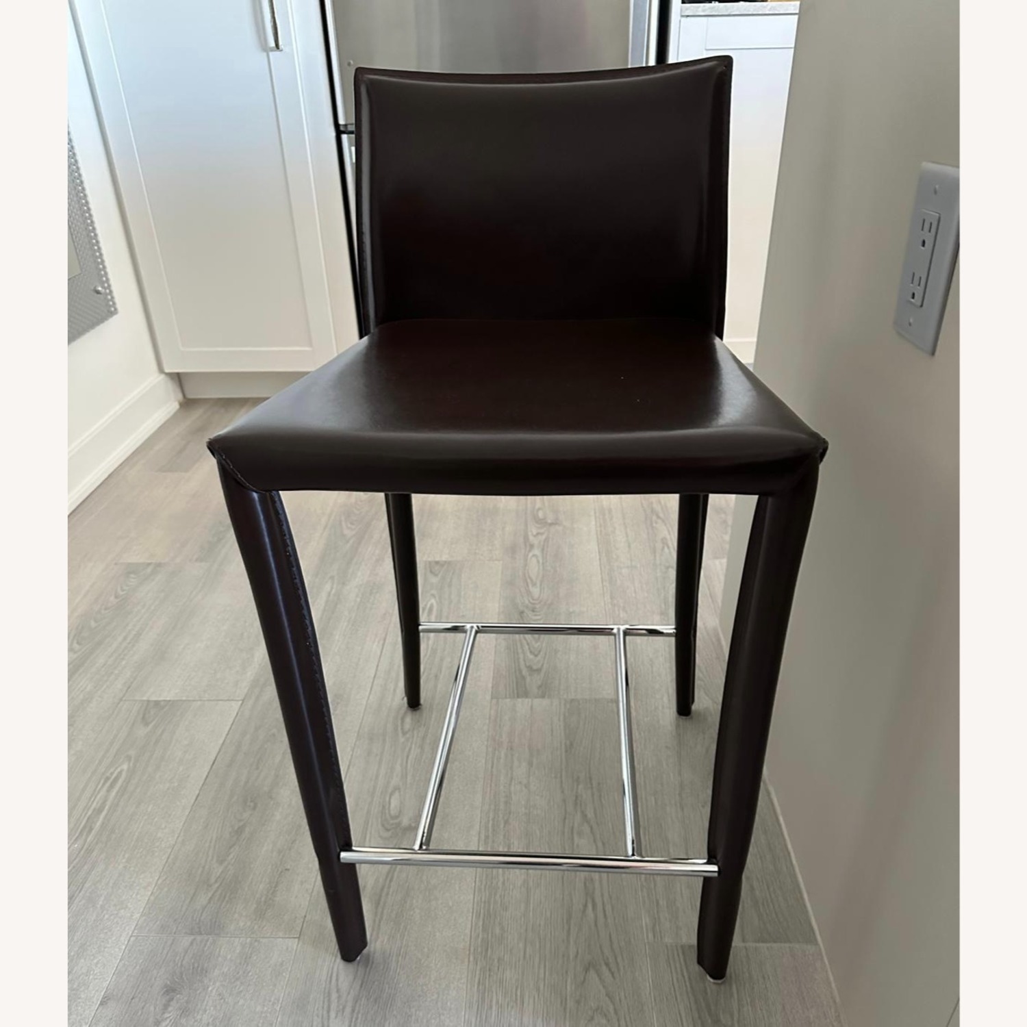 CB2 Dark Brown Leather Bar/Counter stools  - image-2
