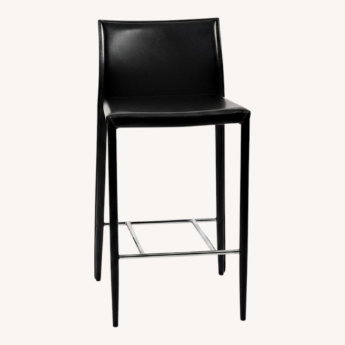 Used CB2 Dark Brown Leather Bar/Counter stools  for sale on AptDeco