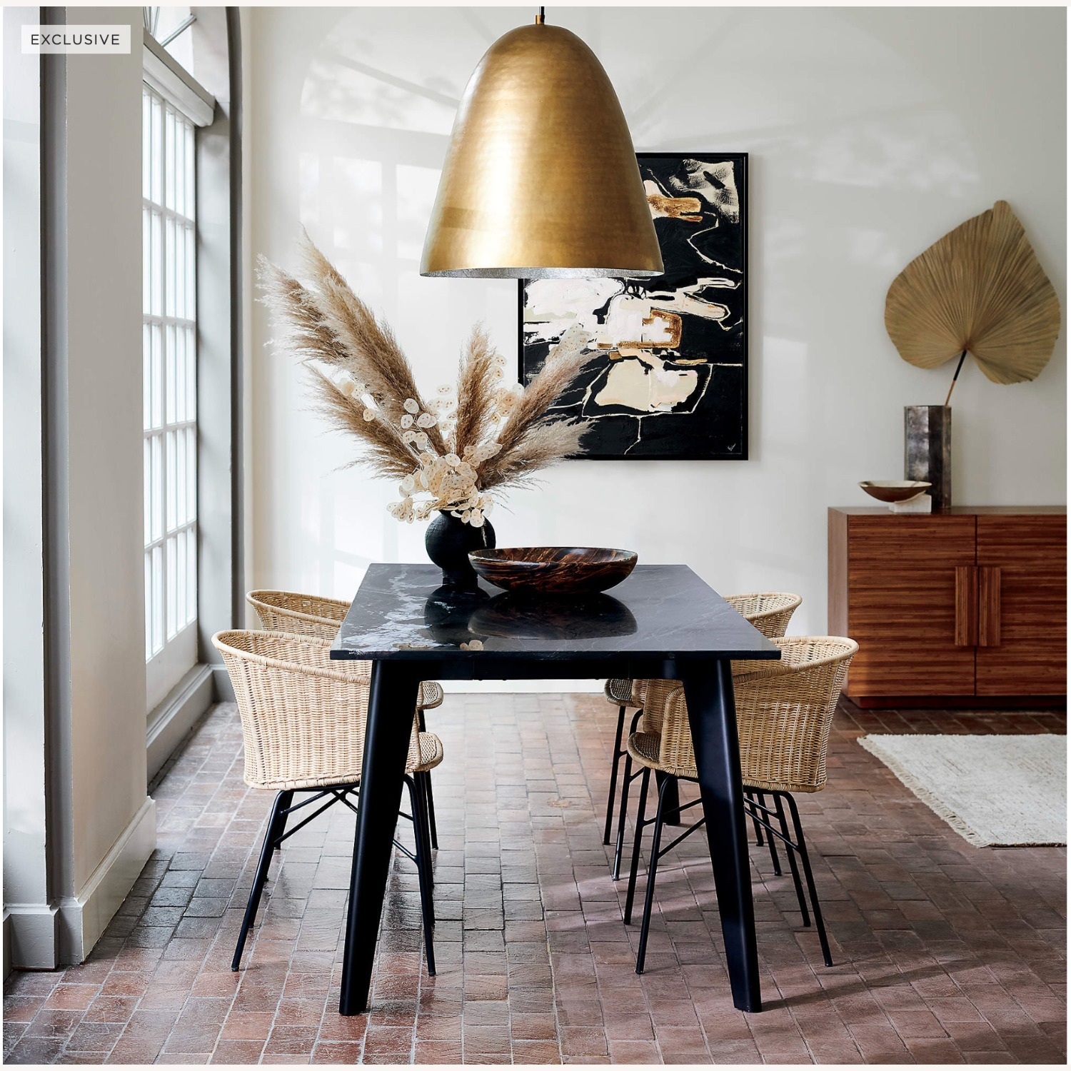 CB2 Harper Black Marble Dining Table - image-1