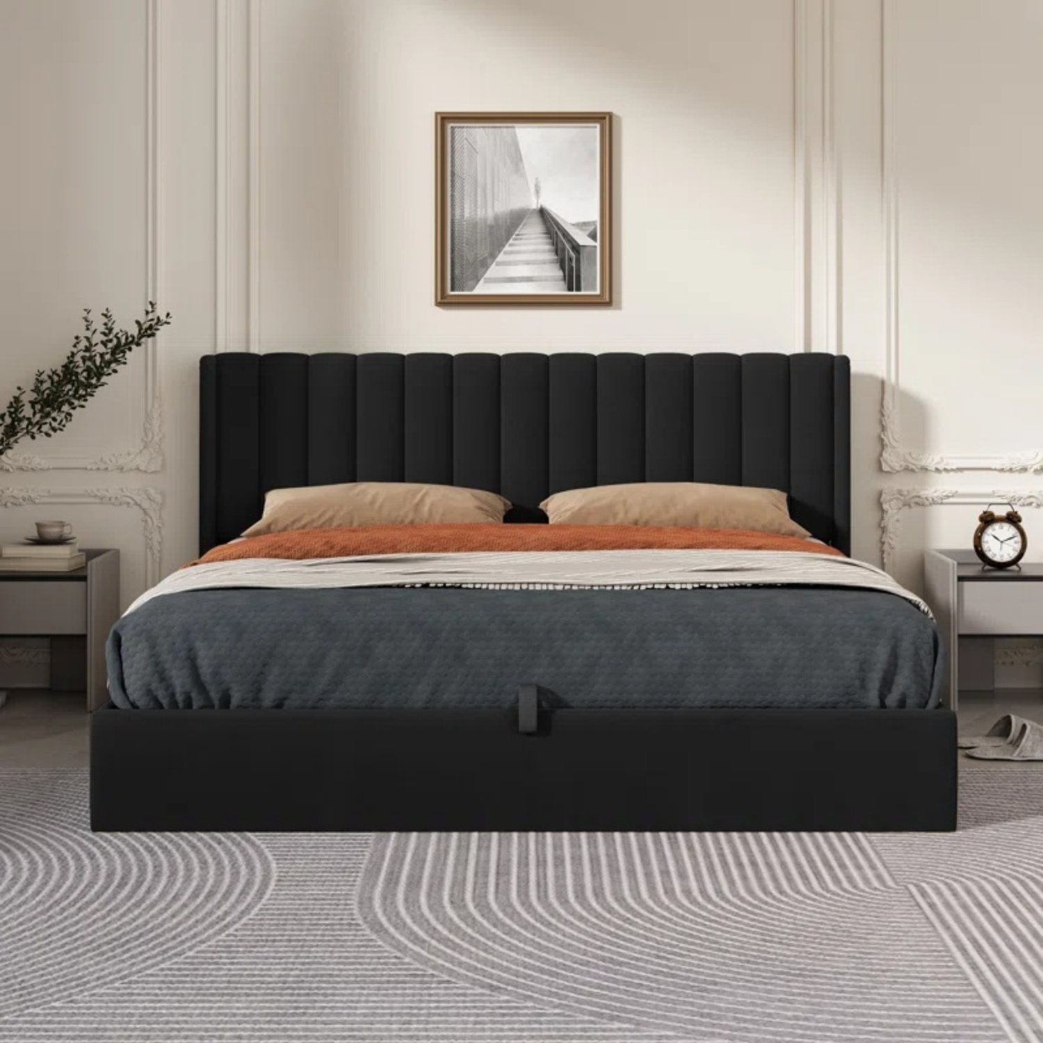 Daizia Lift Up Storage Platform Bed with Wingback Headboard - image-6