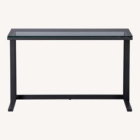 Crate & Barrel Pilsen Dark Gray Glass Desk