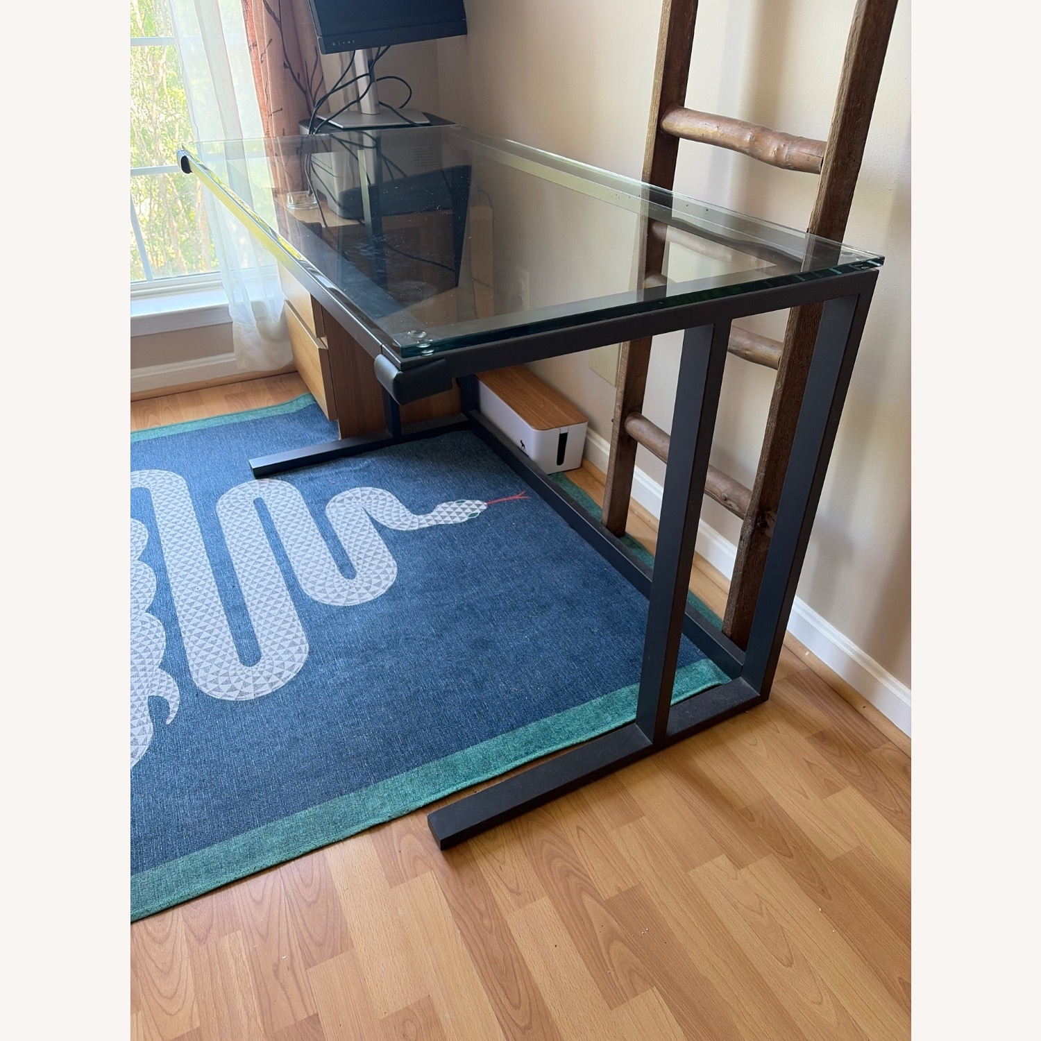 Crate & Barrel Pilsen Dark Gray Glass Desk - image-3