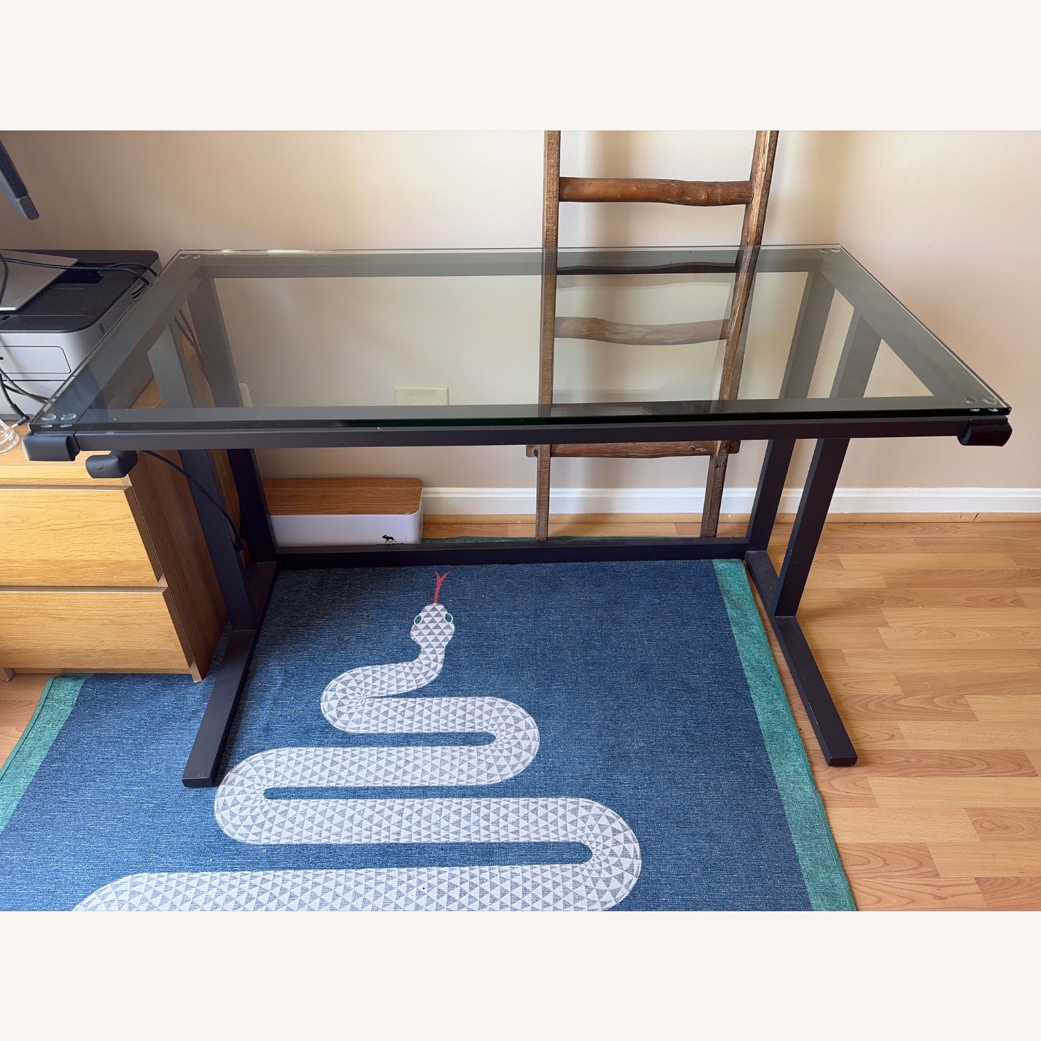 Crate & Barrel Pilsen Dark Gray Glass Desk - image-2