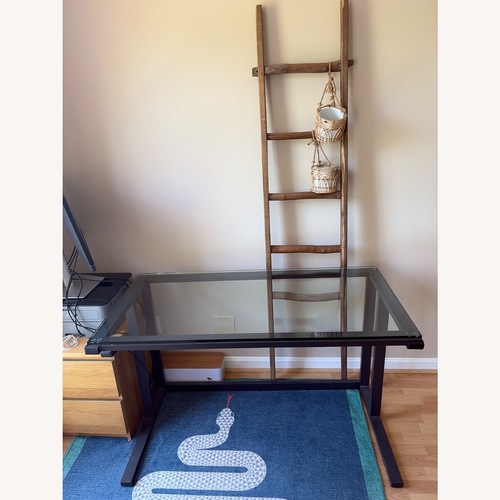 Used Crate & Barrel Pilsen Dark Gray Glass Desk for sale on AptDeco