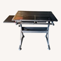 Black Desk Art Table with Stool