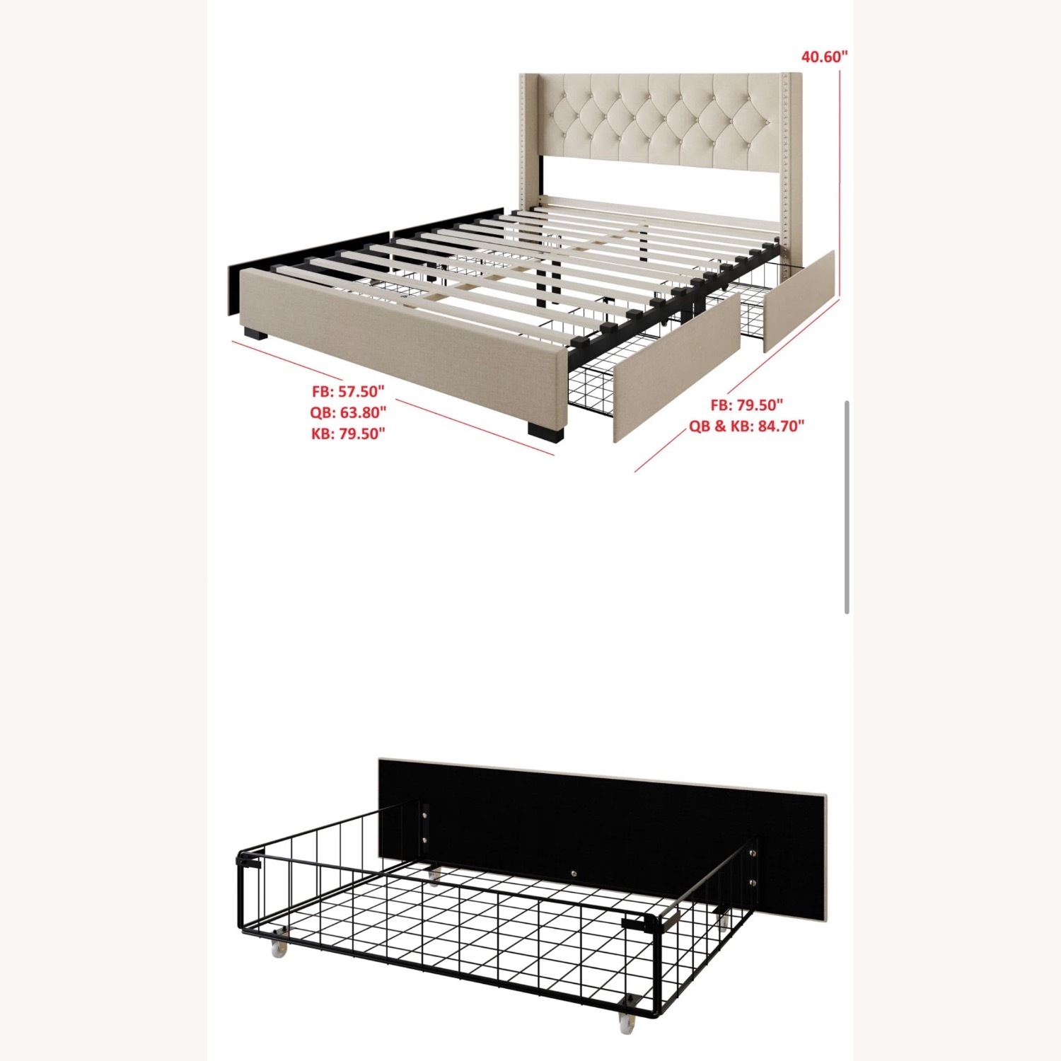 Wayfair Beige Fabric Upholstered Storage Queen Bed - image-3