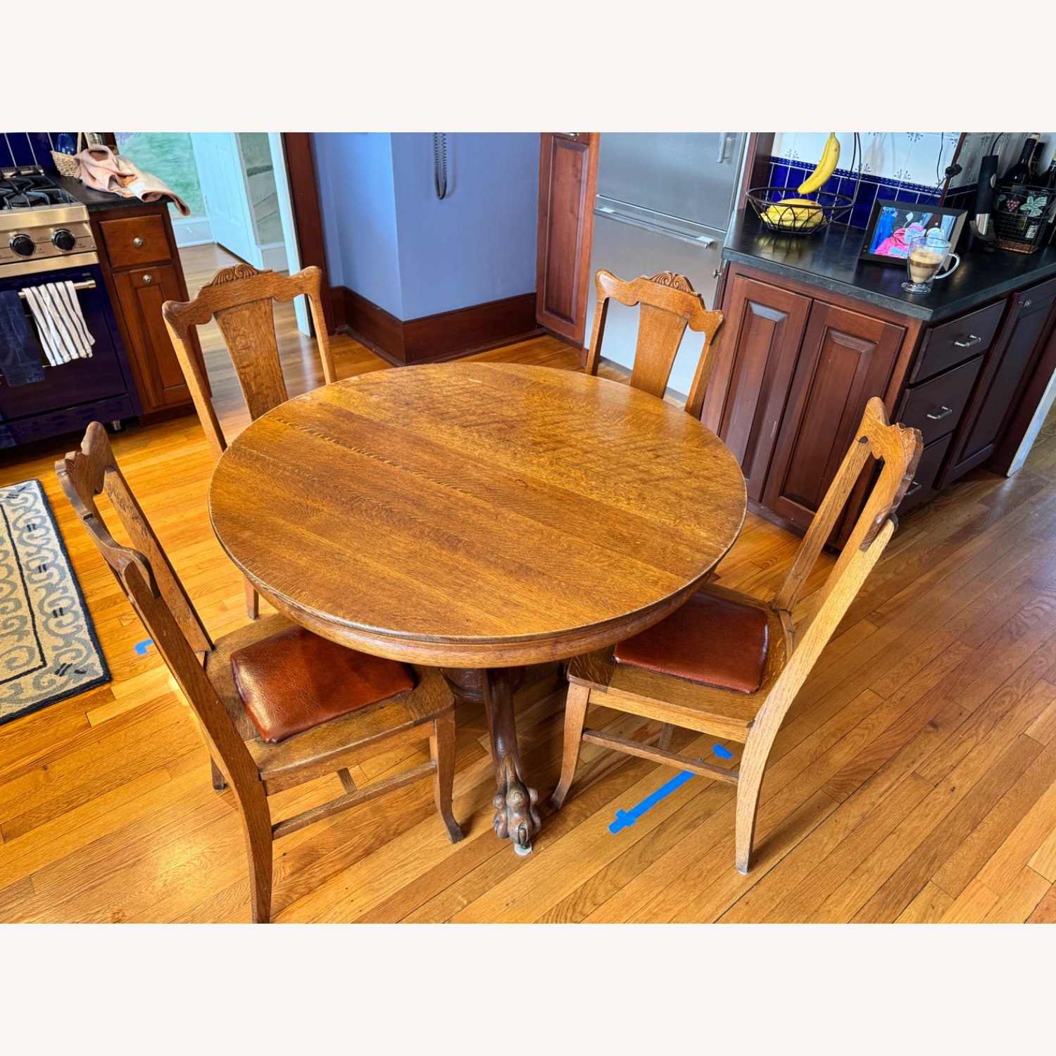 Antique Clawfoot Oak Expandable Dining Table - image-1