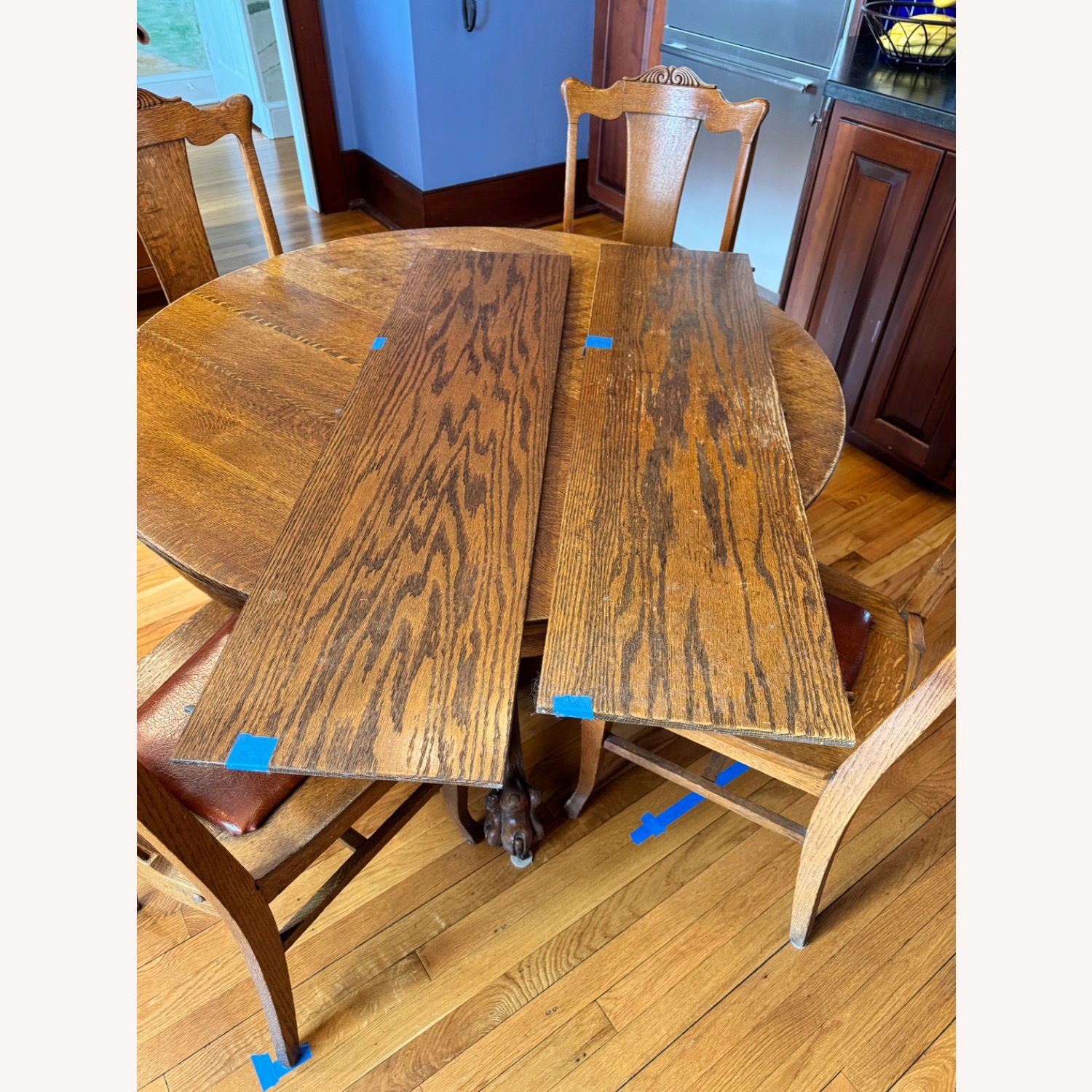 Antique Clawfoot Oak Expandable Dining Table - image-2