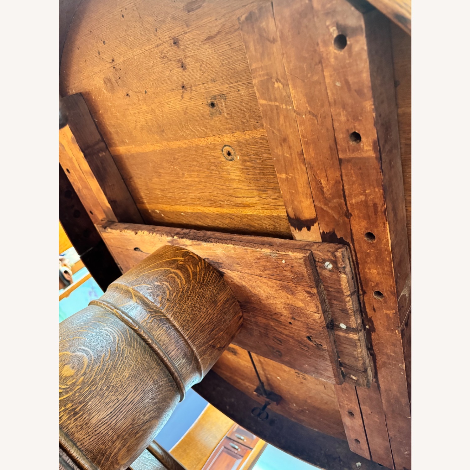 Antique Clawfoot Oak Expandable Dining Table - image-5