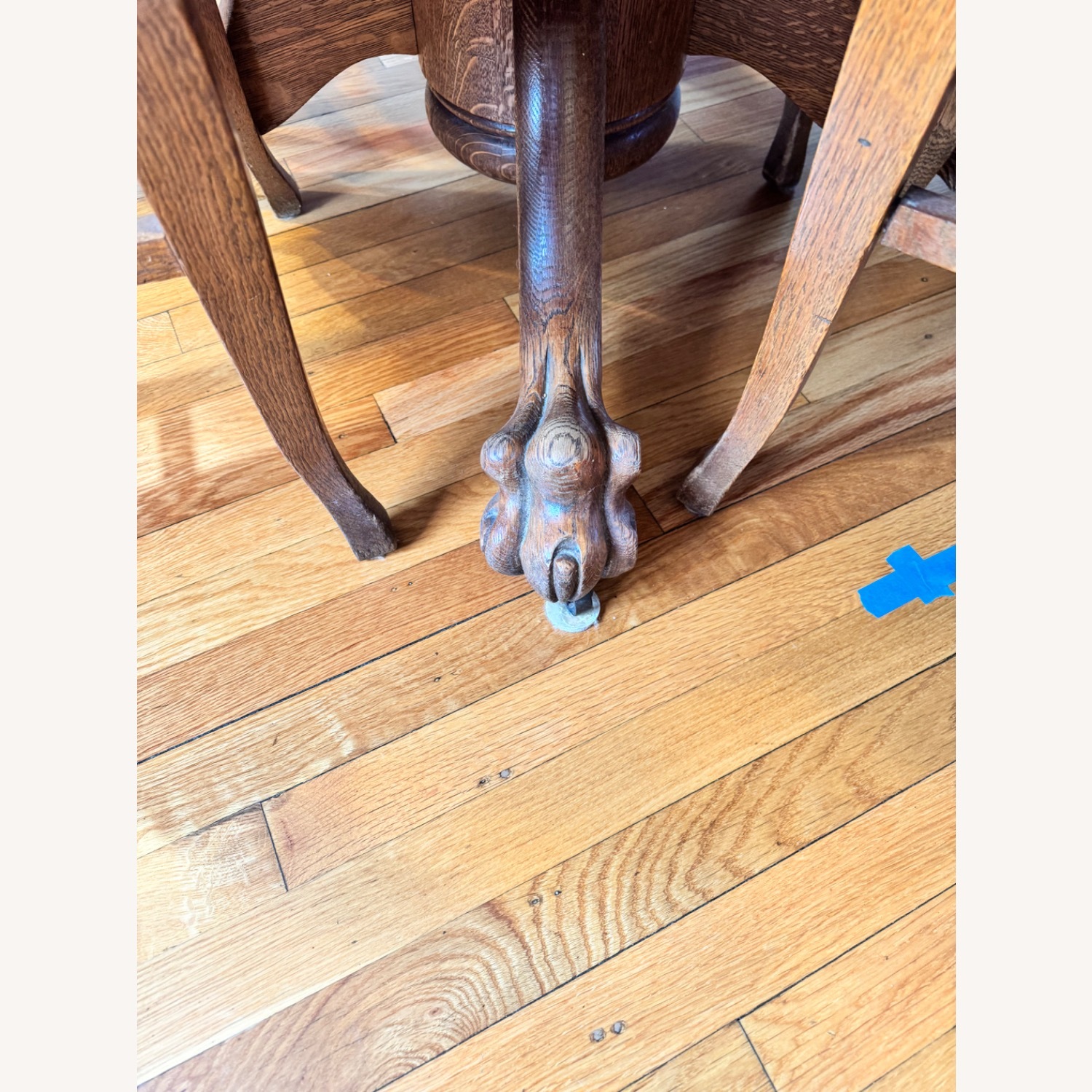 Antique Clawfoot Oak Expandable Dining Table - image-8