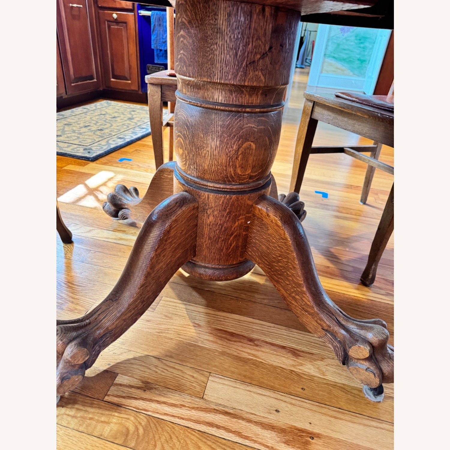 Antique Clawfoot Oak Expandable Dining Table - image-6