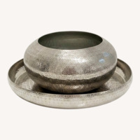 Set of Vintage Metal Tray and Bowl