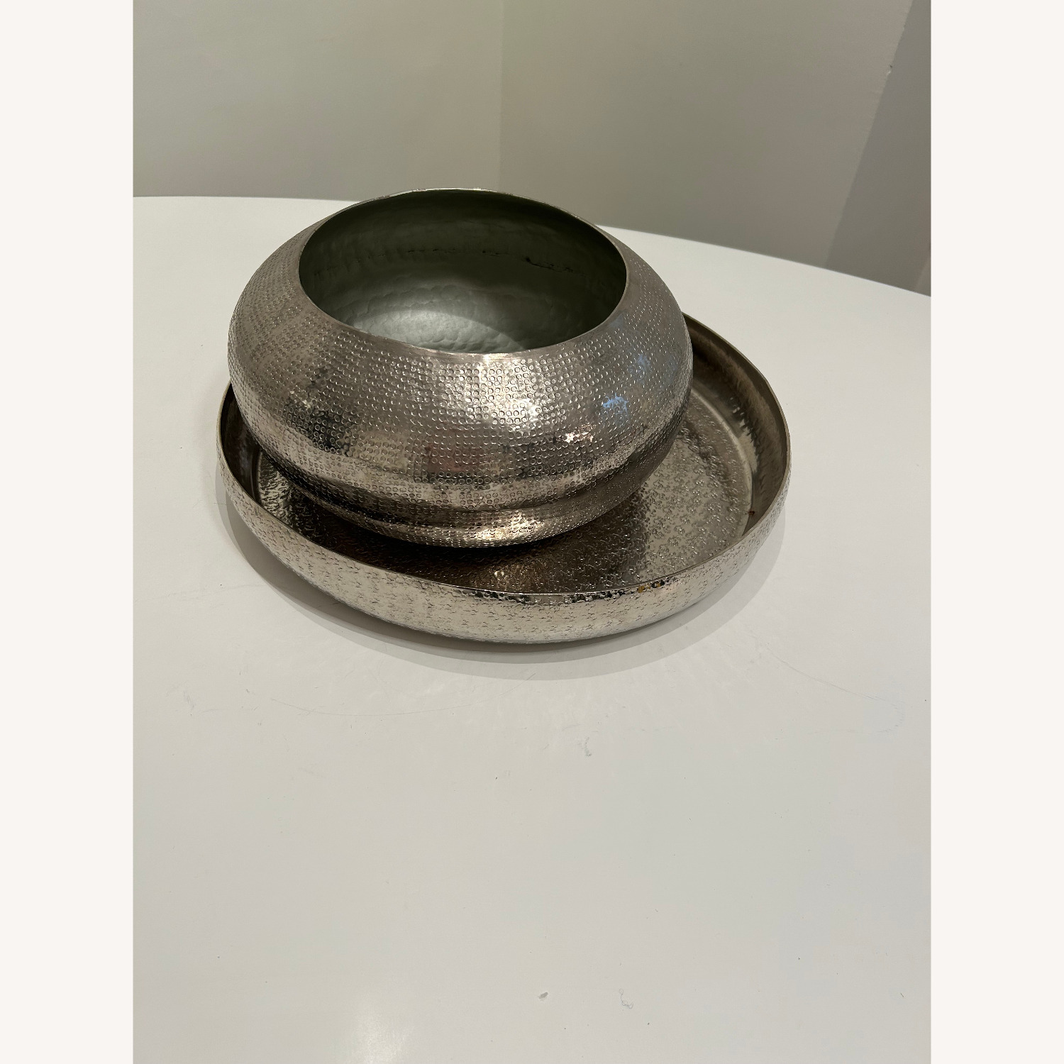 Set of Vintage Metal Tray and Bowl - image-1