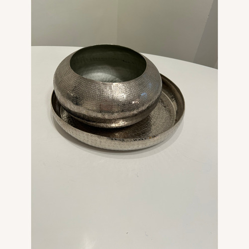 Used Set of Vintage Metal Tray and Bowl for sale on AptDeco