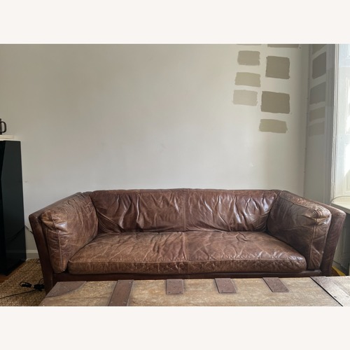 Used Restoration Hardware Sorensen Leather Sofa in Vintage Cigar for sale on AptDeco