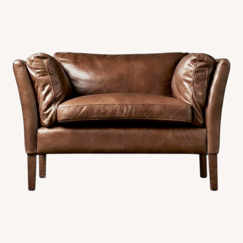 Used Restoration Hardware Sorensen Leather Chair- Vintage Cigar for sale on AptDeco