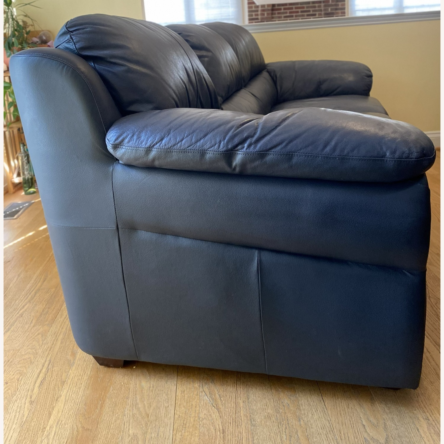 Marlo Vintage Furniture  Blue Leather 3+ Seat Sofa - image-5
