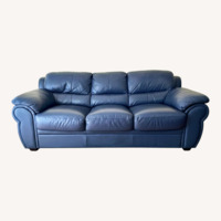 Marlo Vintage Furniture Blue Leather 3+ Seat Sofa