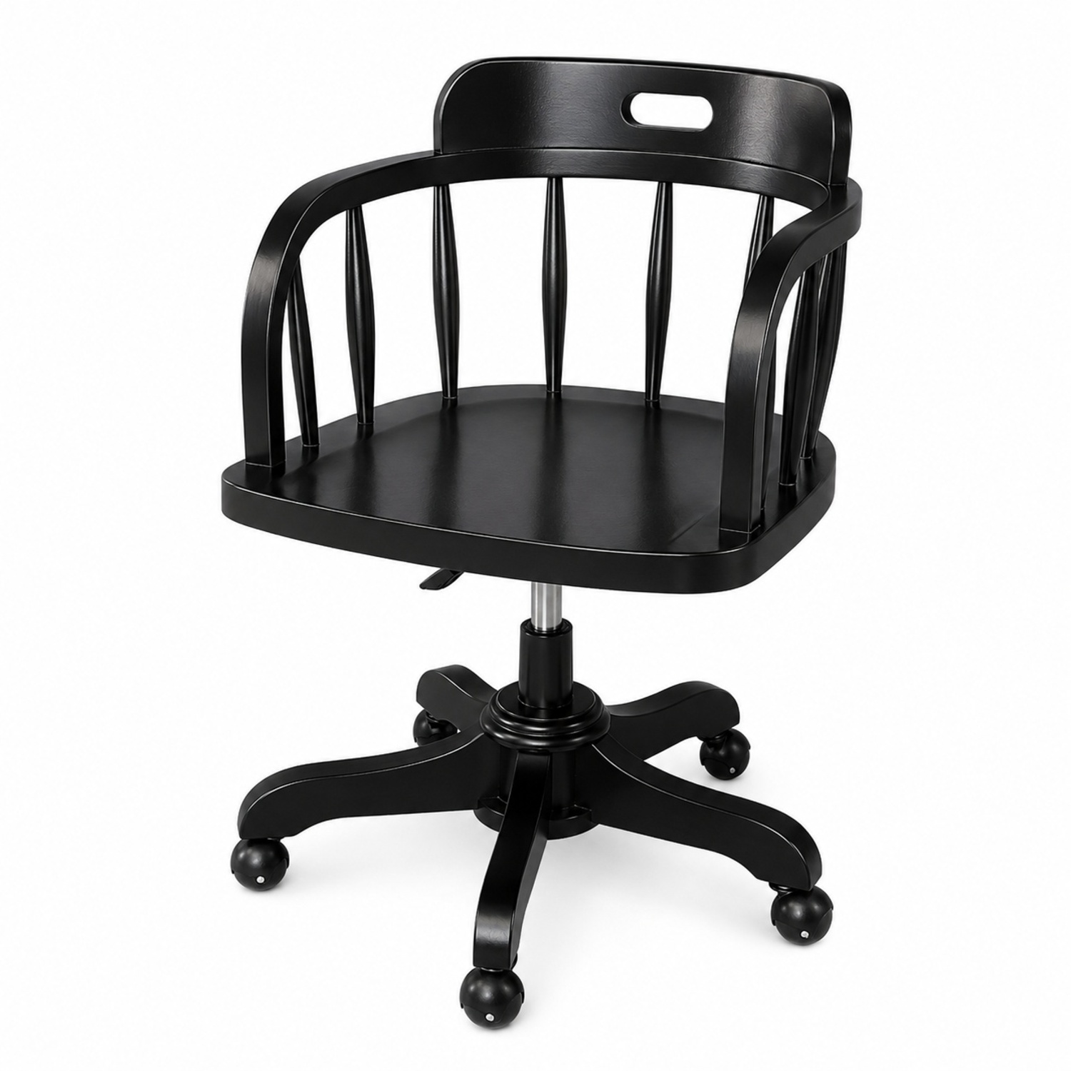 Pottery Barn Captain's Black Wood Office Chair - image-17