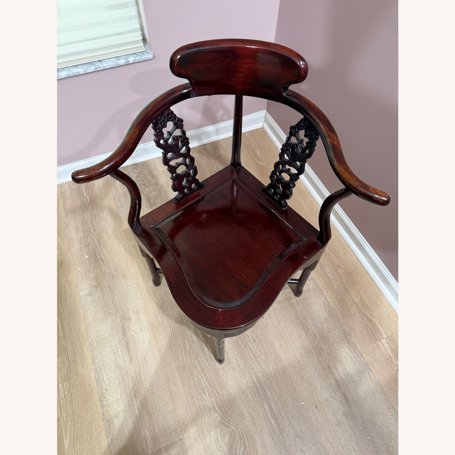 Dark Brown Wood Corner Chair - image-2