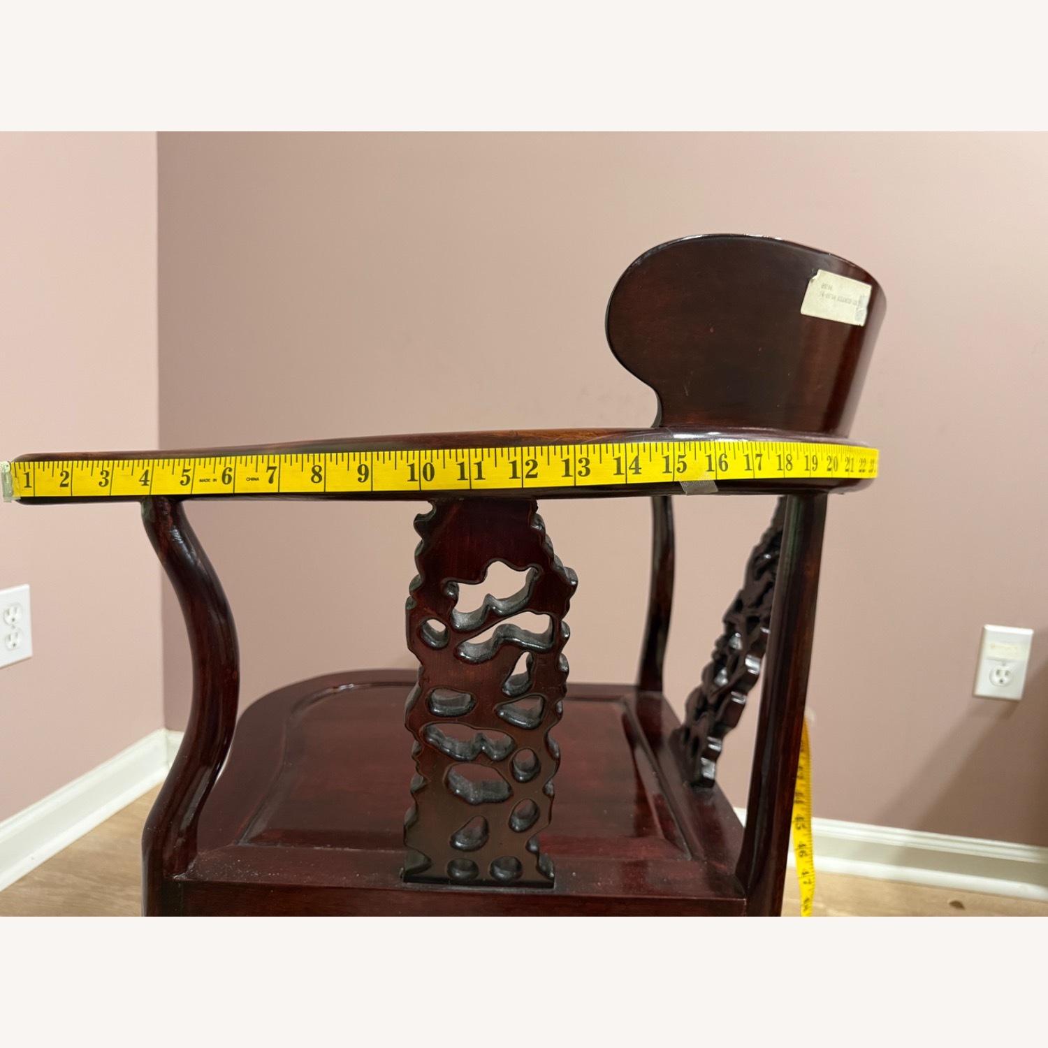 Dark Brown Wood Corner Chair - image-5