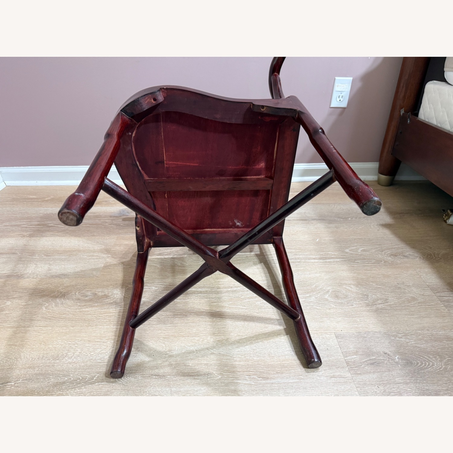 Dark Brown Wood Corner Chair - image-8