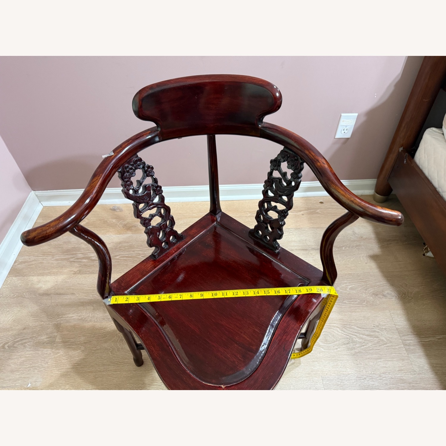 Dark Brown Wood Corner Chair - image-7