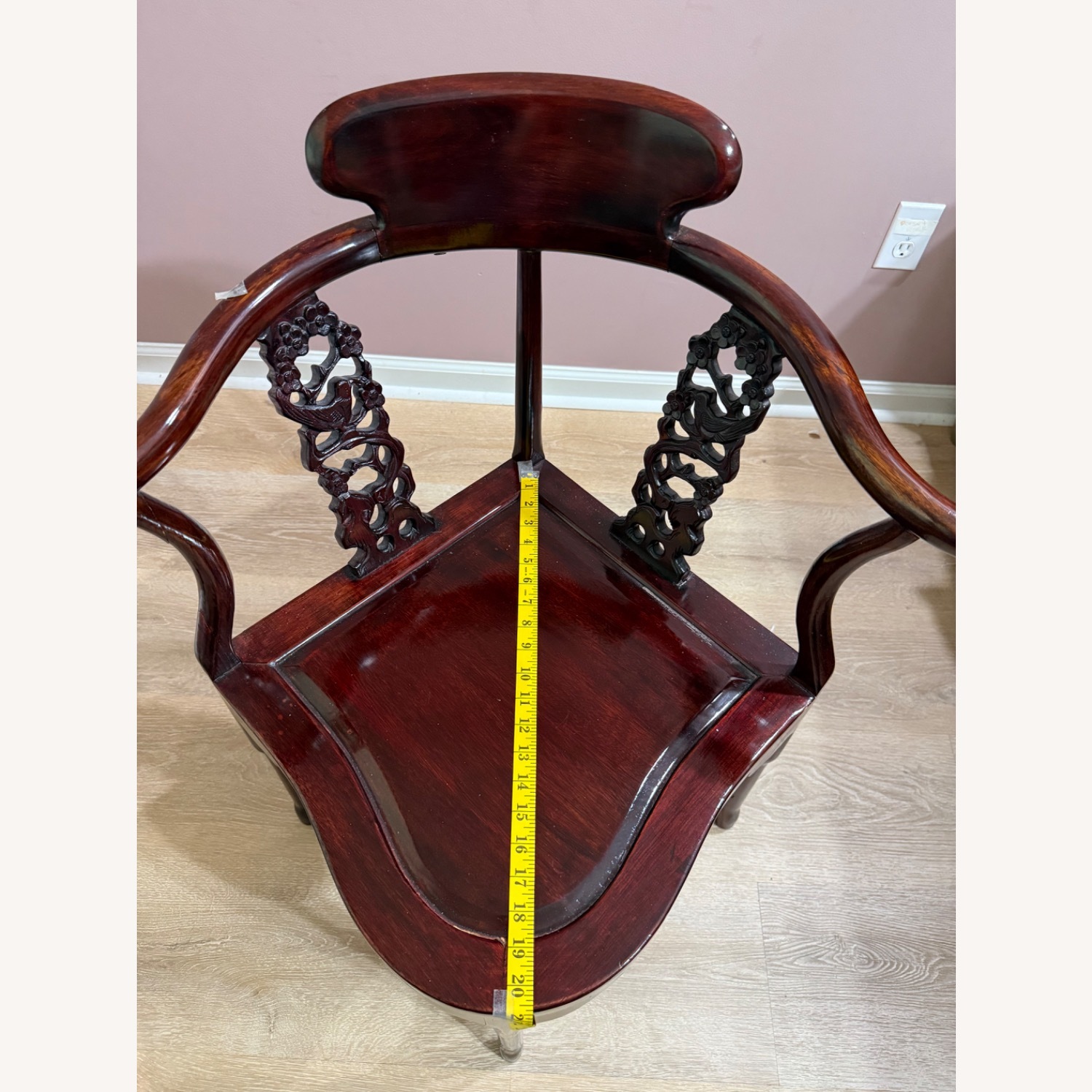 Dark Brown Wood Corner Chair - image-6